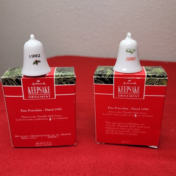 Vintage Hallmark keepsake porcelain thimble bells 1990, 1992 - Picture 5 of 7